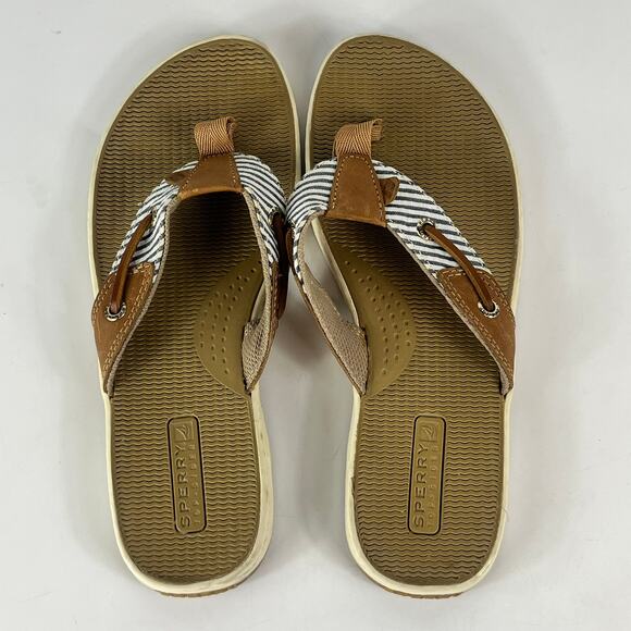 Sperry Top-Sider Womens 6.5M Shoes Sandals Flip Flops Flats Navy Nautical Stripe - Picture 8 of 15